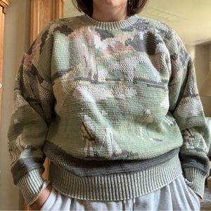 Vintage Crossings Large All Around Print Golf Sweater